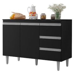 Balcão Pia Andréia 120cm Preto com Tampo MDP - AJL Móveis Balcão Pia Andréia 120cm Preto com Tampo MDP - AJL Móveis