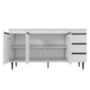 Balcão Pia Andréia 150cm Amêndoa/Branco com Tampo MDP - AJL Móveis