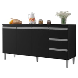 Balcão Pia Andréia 150cm Preto com Tampo MDP - AJL Móveis Balcão Pia Andréia 150cm Preto com Tampo MDP - AJL Móveis