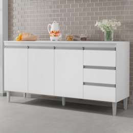 Balcão Pia Andréia 160cm Branco com Tampo MDP - AJL Móveis Balcão Pia Andréia 160cm Branco com Tampo MDP - AJL Móveis