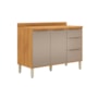 Balcão Pia com Tampo 2 Portas 3 Gavetas 120cm Plena Cinamon/Nude Prime TX - Demóbile