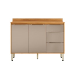 Balcão Pia com Tampo 2 Portas 3 Gavetas 120cm Plena Cinamon/Nude Prime TX - Demóbile
