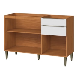 Balcão Pia Luana Clara 120cm 3 Portas e 2 Gavetas Cinamomo/Branco - Aramóveis  