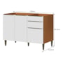 Balcão Pia Luana Clara 120cm 3 Portas e 2 Gavetas Cinamomo/Branco - Aramóveis  