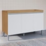 Balcão Pia Manu 120cm 3 Portas Amêndoa/Branco sem Tampo - AJL Móveis