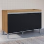 Balcão Pia Manu 120cm 3 Portas Amêndoa/Preto sem Tampo - AJL Móveis