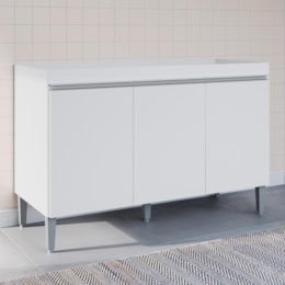 Balcão Pia Manu 120cm 3 Portas Branco sem Tampo - AJL Móveis