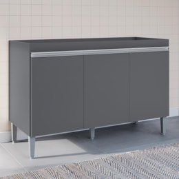 Balcão Pia Manu 120cm 3 Portas Cinza sem Tampo - AJL Móveis