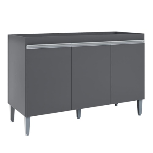 Balcão Pia Manu 120cm 3 Portas Cinza sem Tampo - AJL Móveis