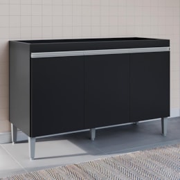 Balcão Pia Manu 120cm 3 Portas Preto sem Tampo - AJL Móveis