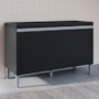 Balcão Pia Manu 120cm 3 Portas Preto sem Tampo - AJL Móveis