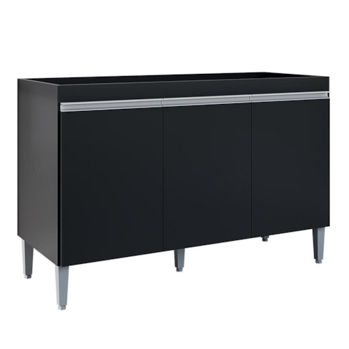 Balcão Pia Manu 120cm 3 Portas Preto sem Tampo - AJL Móveis