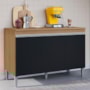 Balcão Pia Manu 120cm Amêndoa/Preto com Tampo MDP - AJL Móveis