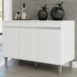 Balcão Pia Manu 120cm Branco com Tampo MDP - AJL Móveis Balcão Pia Manu 120cm Branco com Tampo MDP - AJL Móveis