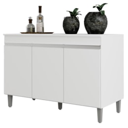 Balcão Pia Manu 120cm Branco com Tampo MDP - AJL Móveis Balcão Pia Manu 120cm Branco com Tampo MDP - AJL Móveis