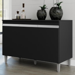 Balcão Pia Manu 120cm Preto com Tampo MDP - AJL Móveis Balcão Pia Manu 120cm Preto com Tampo MDP - AJL Móveis