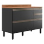 Balcão Pia Proença 120cm 1 Porta e 4 Gavetas Nogueira Touch/Carbono Prime TX com Tampo MDF - Demartêz