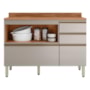 Balcão Pia Proença 120cm 1 Porta e 4 Gavetas Nogueira Touch/Nude Prime TX com Tampo MDF - Demartêz