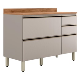 Balcão Pia Proença 120cm 1 Porta e 4 Gavetas Nogueira Touch/Nude Prime TX com Tampo MDF - Demartêz