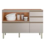 Balcão Pia Proença 120cm 1 Porta e 4 Gavetas Nogueira Touch/Nude Prime TX sem Tampo - Demartêz 
