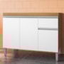 Balcão Pia Tatiane 118cm 3 Portas Amêndoa/Branco sem Tampo - AJL Móveis