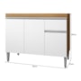 Balcão Pia Tatiane 118cm 3 Portas Amêndoa/Branco sem Tampo - AJL Móveis