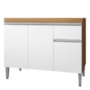 Balcão Pia Tatiane 118cm 3 Portas Amêndoa/Branco sem Tampo - AJL Móveis