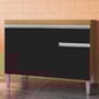 Balcão Pia Tatiane 118cm 3 Portas Amêndoa/Preto sem Tampo - AJL Móveis