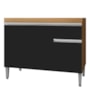 Balcão Pia Tatiane 118cm 3 Portas Amêndoa/Preto sem Tampo - AJL Móveis