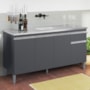 Balcão Pia Tatiane 145cm 4 Portas Cinza sem Tampo - AJL Móveis