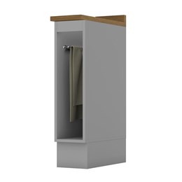 Balcão Porta Toalha Americana Cinza com Tampo Nature - Móveis Henn Balcão Porta Toalha Americana Cinza com Tampo Nature - Móveis Henn