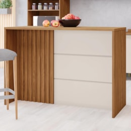 Bancada Ilha Gourmet Ripada Requinte Nature/Areia - Móveis Henn Bancada Ilha Gourmet Ripada Requinte Nature/Areia - Móveis Henn