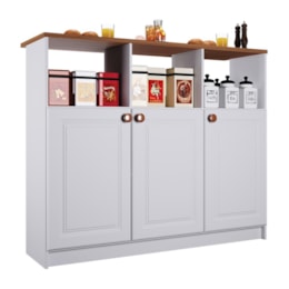 Bancada Ilha Mesa Firenze 120cm 3 Portas Branco - Indékes Bancada Ilha Mesa Firenze 120cm 3 Portas Branco - Indékes