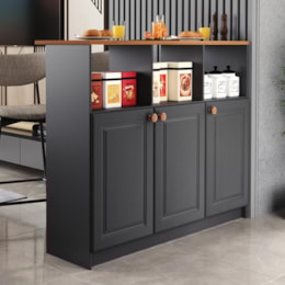 Bancada Ilha Mesa Firenze 120cm 3 Portas Chumbo - Indékes Bancada Ilha Mesa Firenze 120cm 3 Portas Chumbo - Indékes