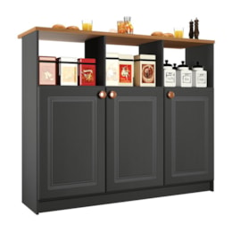 Bancada Ilha Mesa Firenze 120cm 3 Portas Chumbo - Indékes Bancada Ilha Mesa Firenze 120cm 3 Portas Chumbo - Indékes