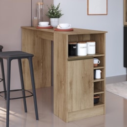 Bancada Ilha Mesa Gourmet Dinamarca 140cm 1 Porta Castani - Indékes