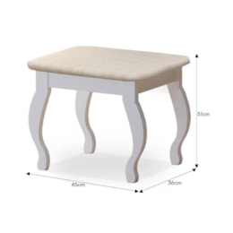 Banqueta Almofadada para Penteadeira Camarim Branco - Móveis Luapa Banqueta Almofadada para Penteadeira Camarim Branco - Móveis Luapa