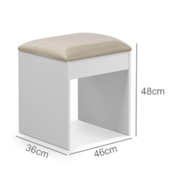 Banqueta Almofadada para Penteadeira Camarim Maia Branco - Móveis Luapa