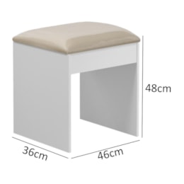 Banqueta Almofadada para Penteadeira Camarim Maia Branco - Móveis Luapa 