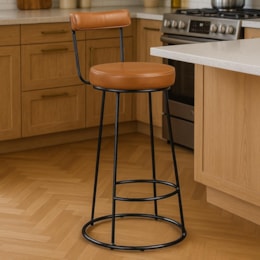 Banqueta Miami 96cm Couríssimo Amarula - Salaone Banqueta Miami 96cm Couríssimo Amarula - Salaone