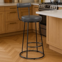 Banqueta Miami 96cm Couríssimo Preto - Salaone Banqueta Miami 96cm Couríssimo Preto - Salaone