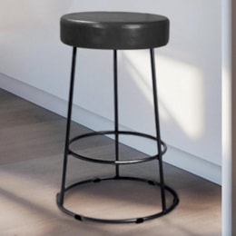 Banqueta Roma 70cm Couríssimo Preto - Salaone Banqueta Roma 70cm Couríssimo Preto - Salaone