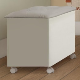 Baú Organizador Elô com Tampo Basculante Estofadado e Rodízios Branco Brilho/Bege - Móveis Peroba Baú Organizador Elô com Tampo Basculante Estofadado e Rodízios Branco Brilho/Bege - Móveis Peroba