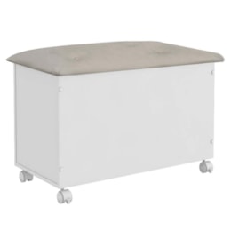 Baú Organizador Elô com Tampo Basculante Estofadado e Rodízios Branco Brilho/Bege - Móveis Peroba Baú Organizador Elô com Tampo Basculante Estofadado e Rodízios Branco Brilho/Bege - Móveis Peroba