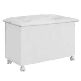 Baú Organizador Elô com Tampo Basculante Estofadado e Rodízios Branco Brilho - Móveis Peroba Baú Organizador Elô com Tampo Basculante Estofadado e Rodízios Branco Brilho - Móveis Peroba