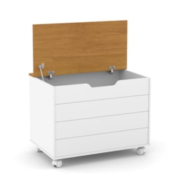Baú Organizador Infantil Toy com Rodízios Branco Soft/Freijó - Matic Móveis Baú Organizador Infantil Toy com Rodízios Branco Soft/Freijó - Matic Móveis