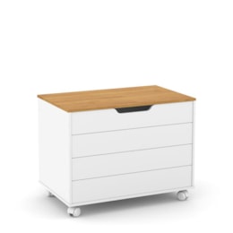 Baú Organizador Infantil Toy com Rodízios Branco Soft/Freijó - Matic Móveis Baú Organizador Infantil Toy com Rodízios Branco Soft/Freijó - Matic Móveis