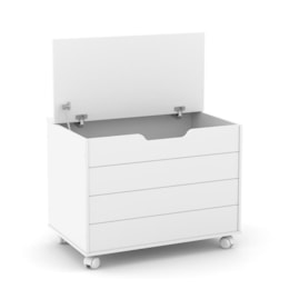 Baú Organizador Infantil Toy com Rodízios Branco Soft - Matic Móveis Baú Organizador Infantil Toy com Rodízios Branco Soft - Matic Móveis