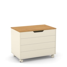 Baú Organizador Infantil Toy com Rodízios Off White/Freijó - Matic Móveis Baú Organizador Infantil Toy com Rodízios Off White/Freijó - Matic Móveis