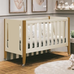 Berço 3 em 1 Tom Areia Fosco Pés Amadeirado com Colchão Baby Physical - Reller Móveis  Berço 3 em 1 Tom Areia Fosco Pés Amadeirado com Colchão Baby Physical - Reller Móveis